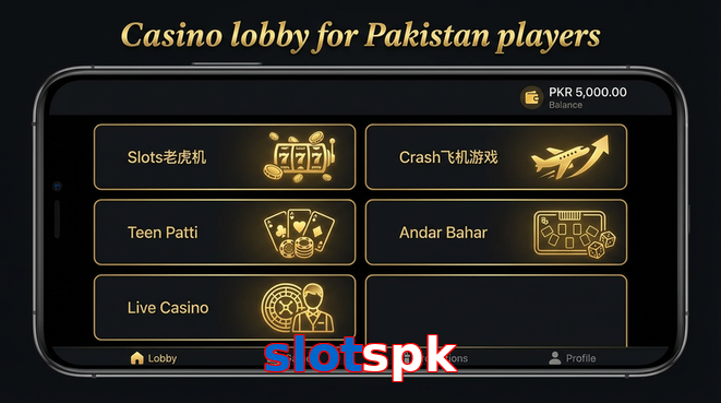 Lobby view of Slotspk for Pakistan users